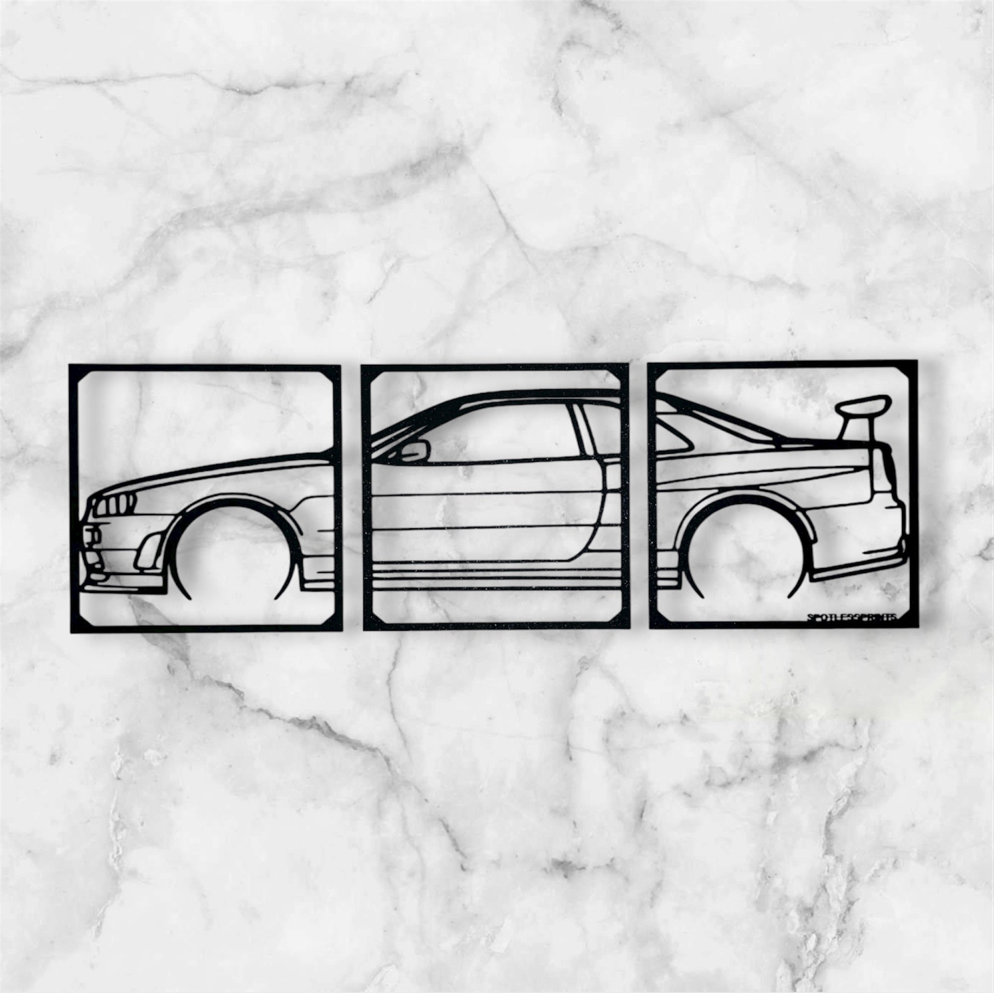 SPORTS CAR SILHOUETTE WALL ART (3 PARTS)