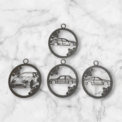 CAR THEMED CHRISTMAS TREE ORNAMENTS, 10 PACK SPORTS, SUPER, CLASSIC & HYPER CARS