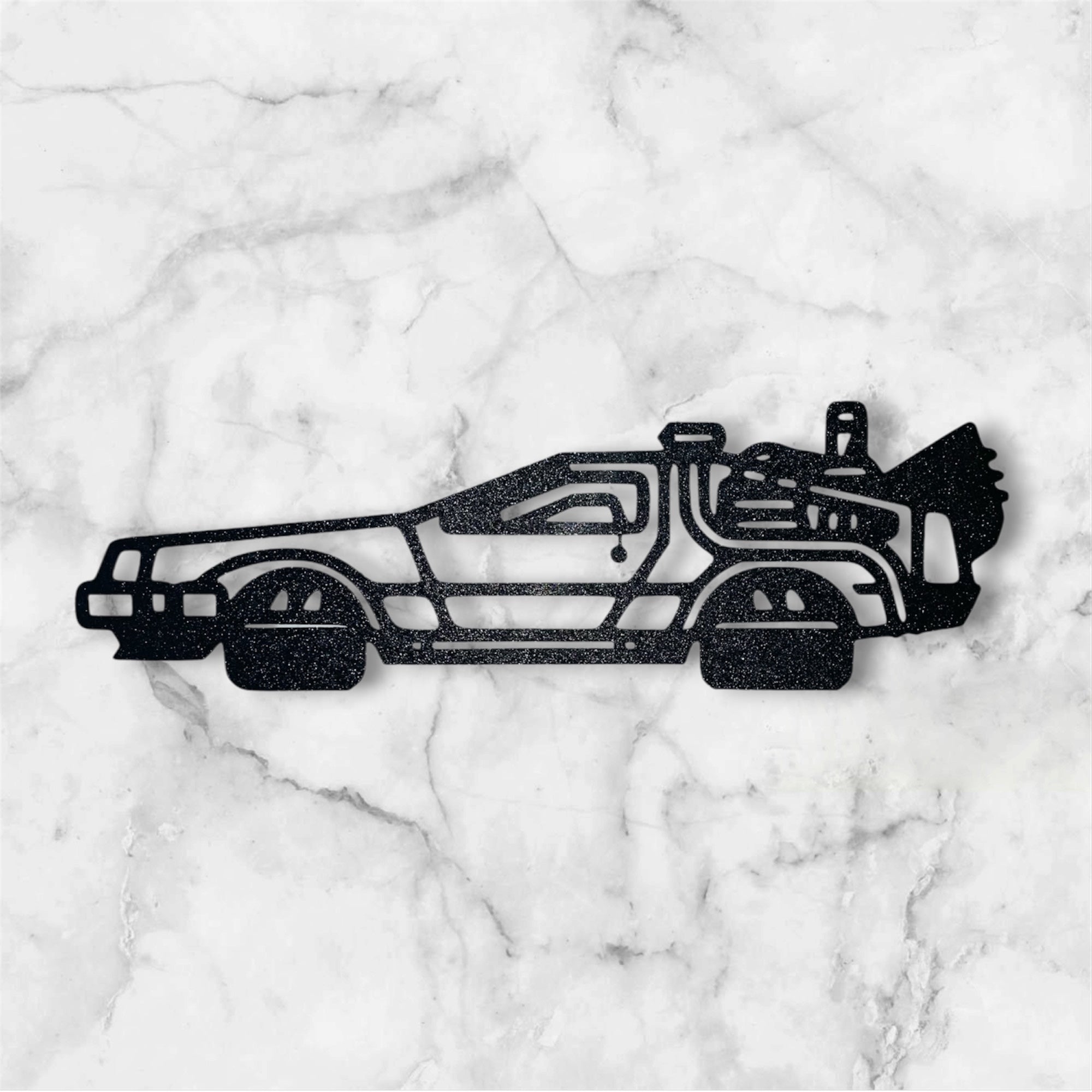 TIME MACHINE CAR SILHOUETTE WALL ART