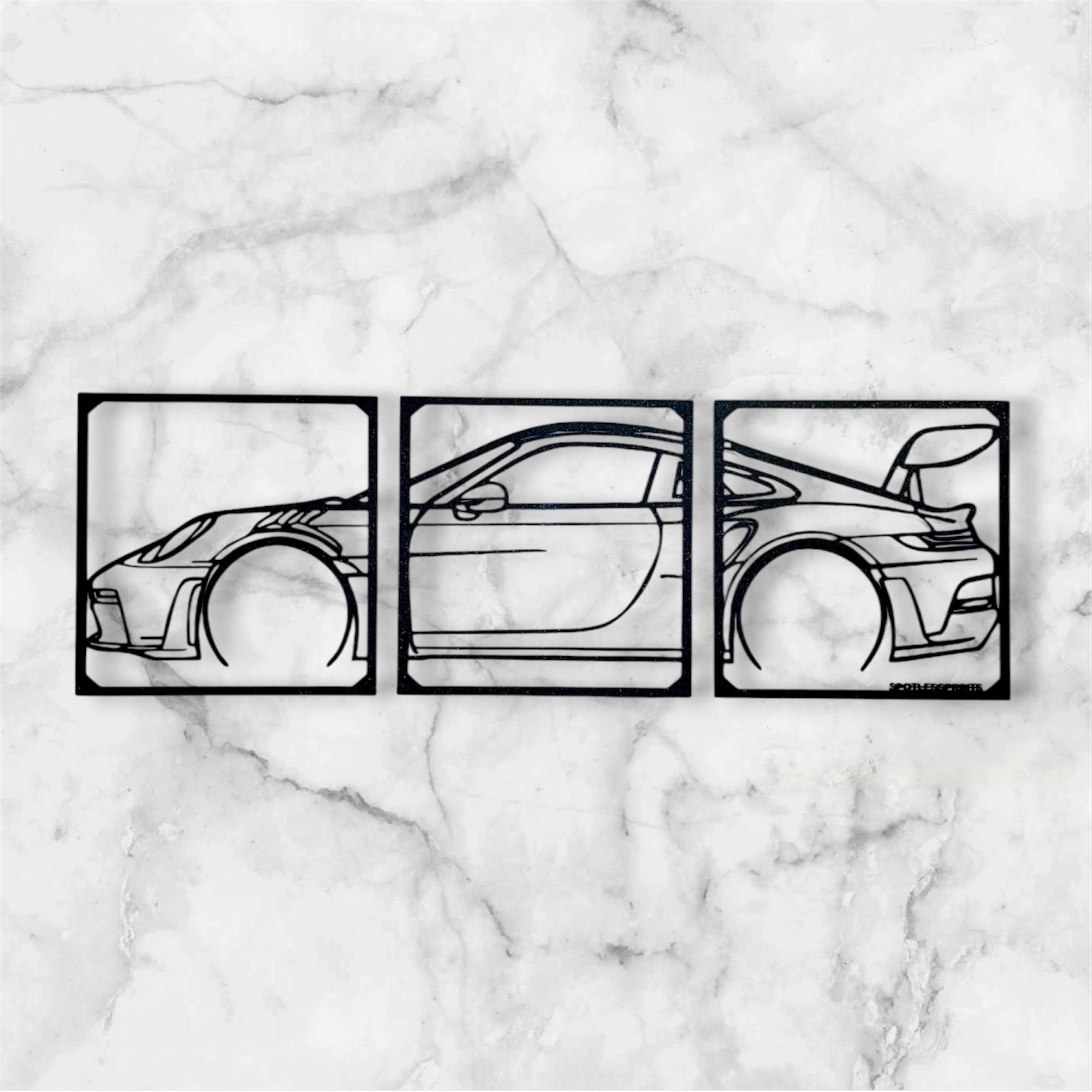 SPORTS CAR SILHOUETTE WALL ART (3 PARTS)