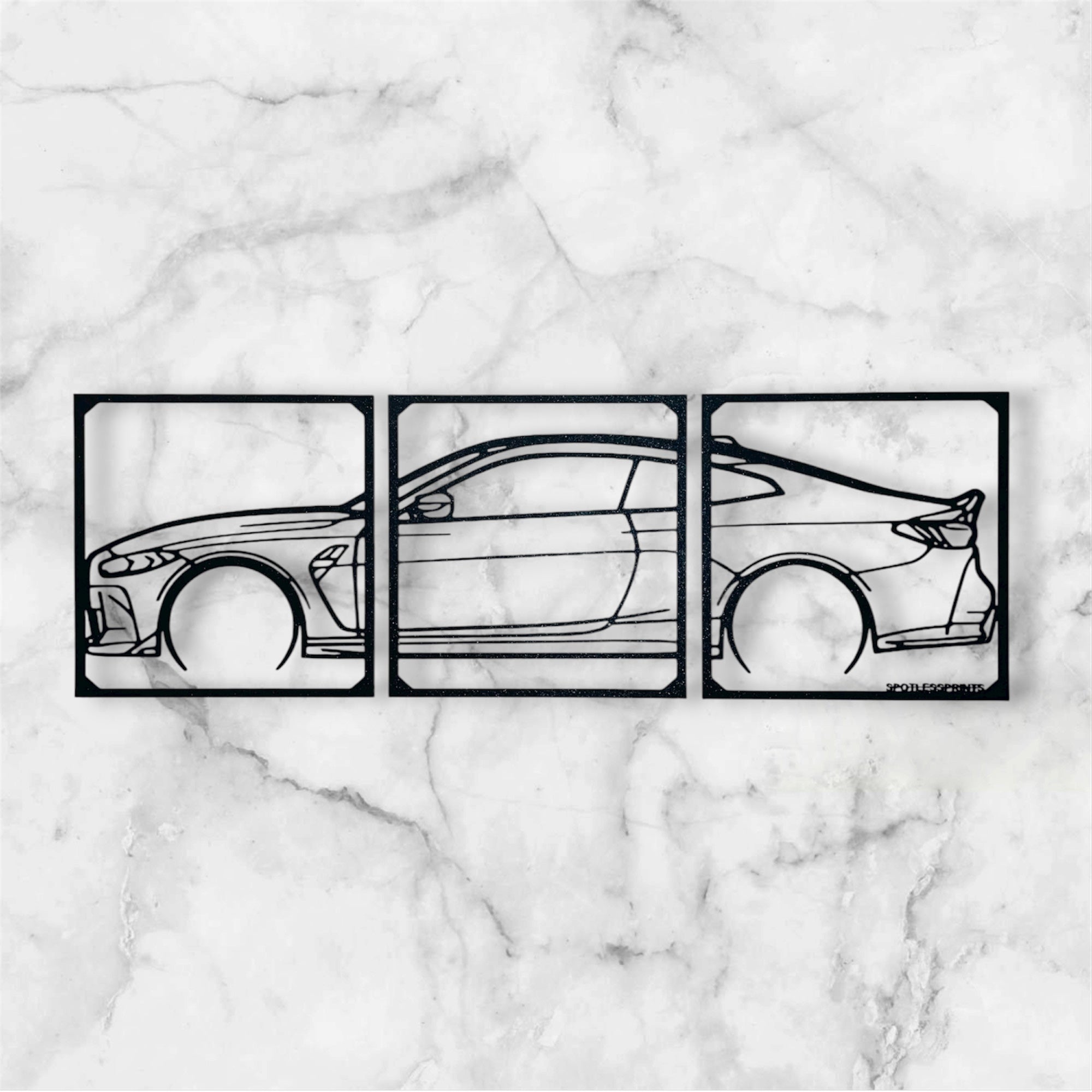 SPORTS CAR SILHOUETTE WALL ART (3 PARTS)