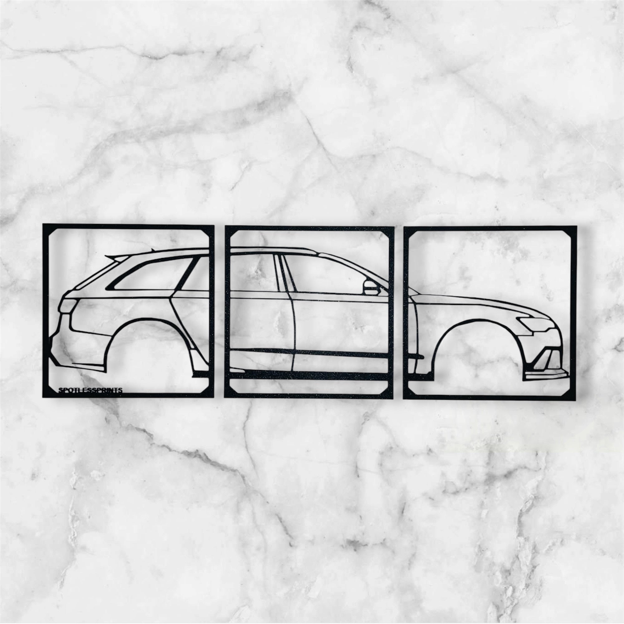 SPORTS CAR SILHOUETTE WALL ART (3 PARTS)