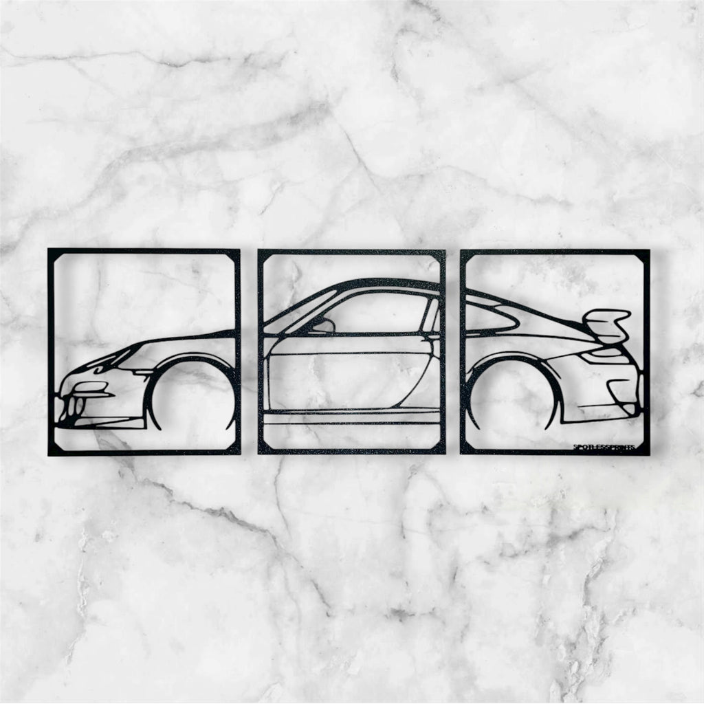 SPORTS CAR SILHOUETTE WALL ART (3 PARTS)