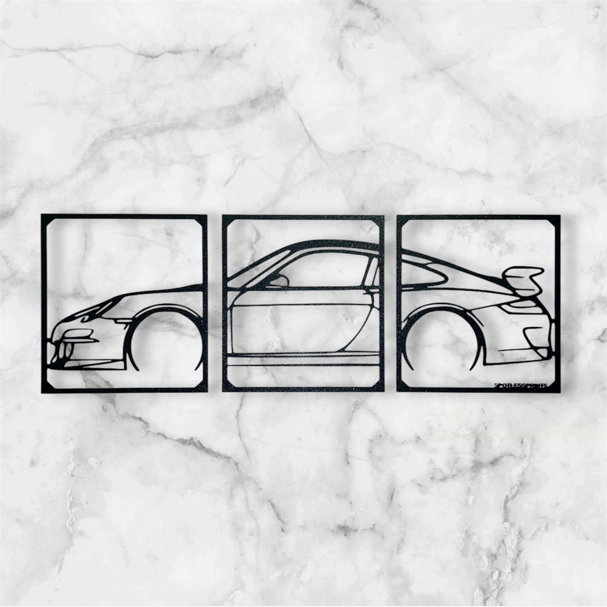 SPORTS CAR SILHOUETTE WALL ART (3 PARTS)