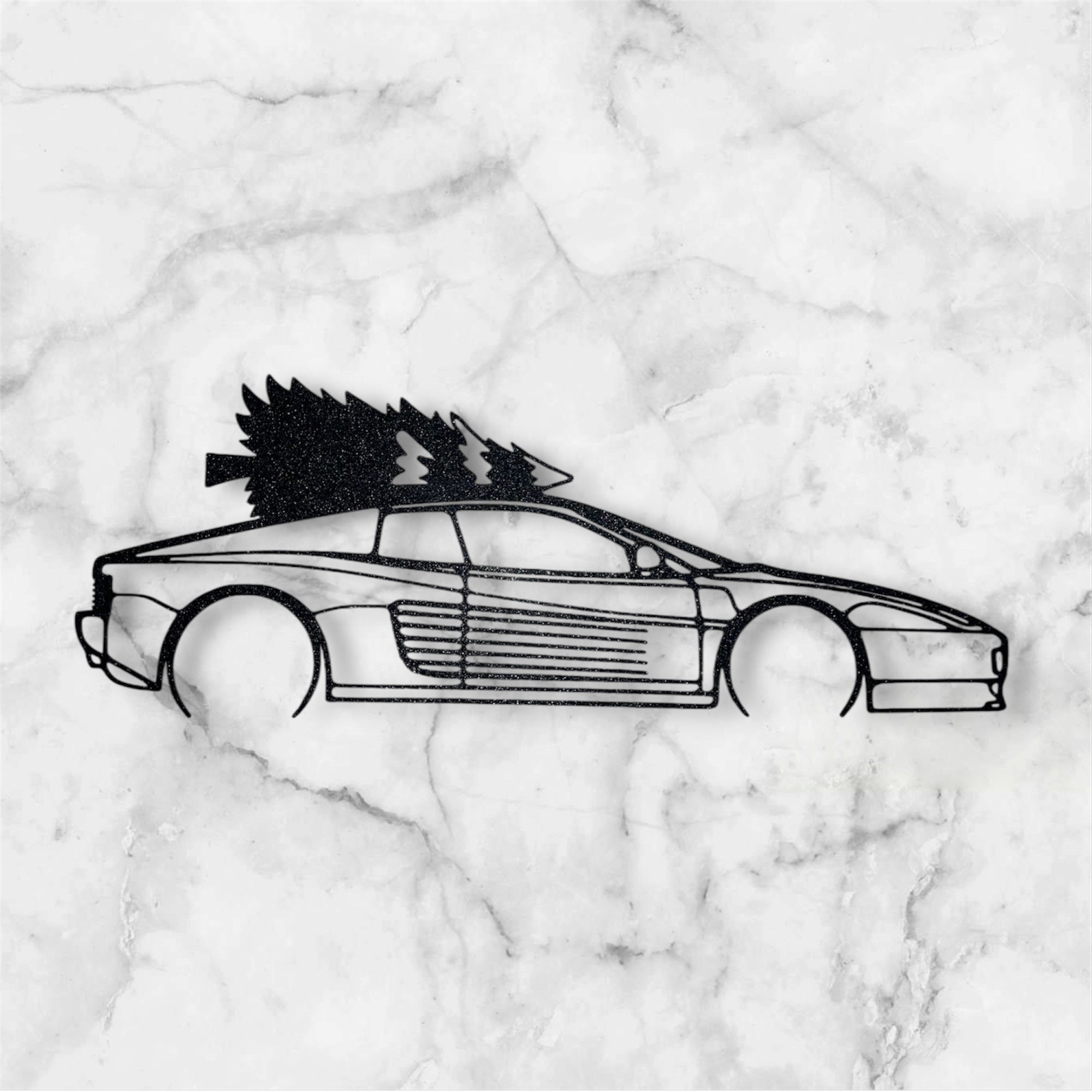 CLASSIC SUPER CAR SILHOUETTE WALL ART (CHRISTMAS EDITION)