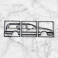 SPORTS CAR SILHOUETTE WALL ART (3 PARTS)